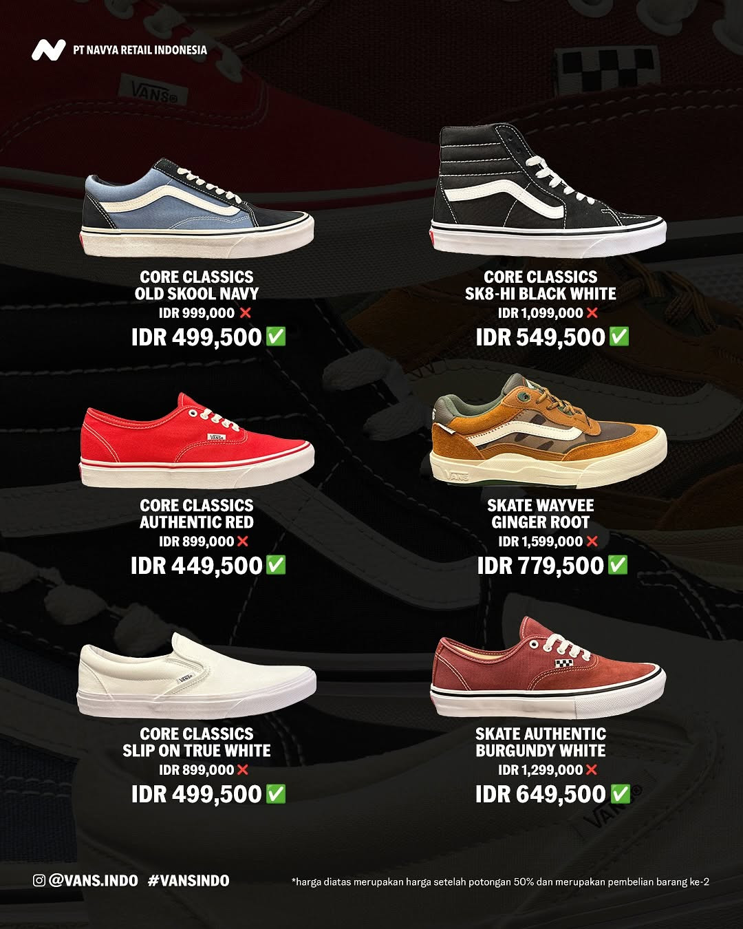 Promo Vans Diskon s/d 50% Untuk 2nd Item Tiap Pembelian sepatu Core Classic/Skate Classic - Image 3