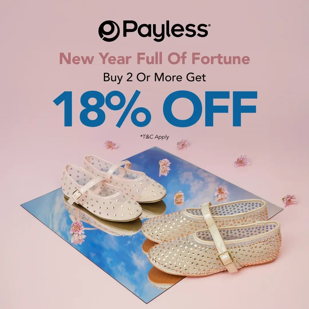 Promo Payless New Year Full of Fortune Beli 2 Atau Lebih Diskon 18%