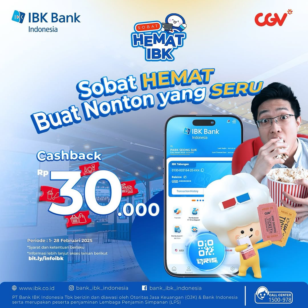 Promo CGV Cashback 30% dengan App IBK Bank - Image 2