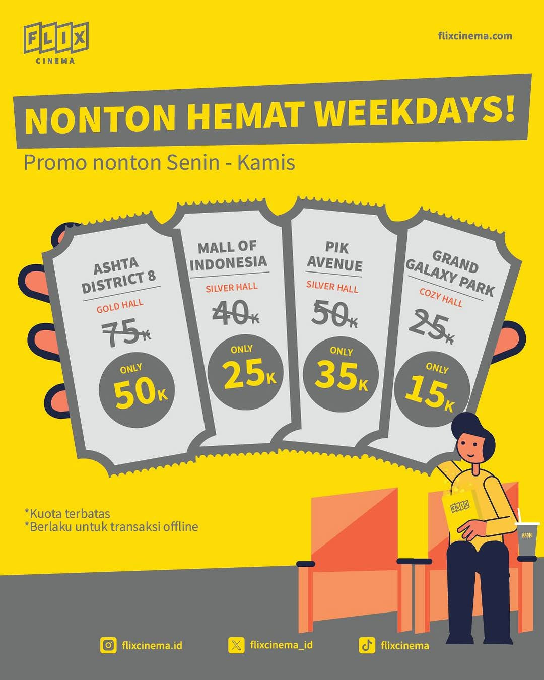 Promo Flix Cinema Nonton Hemat Weekdays Mulai Dari Rp 15K - Image 2