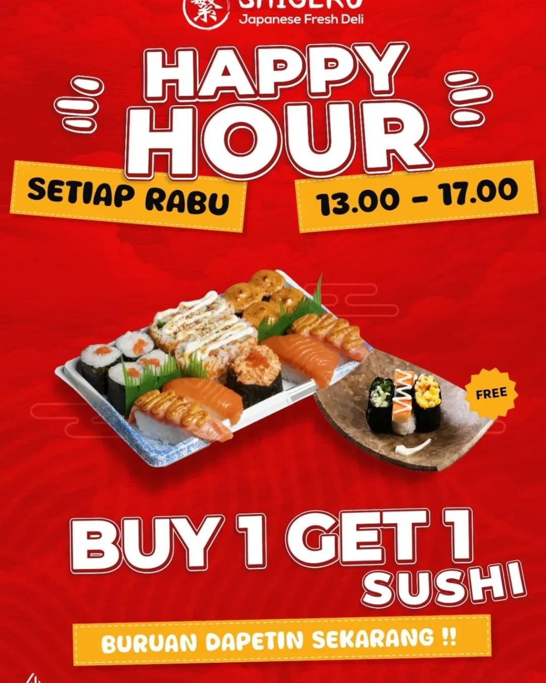 Promo Shigeru Happy Hour Buy 1 Get 1 FREE Tiap Rabu