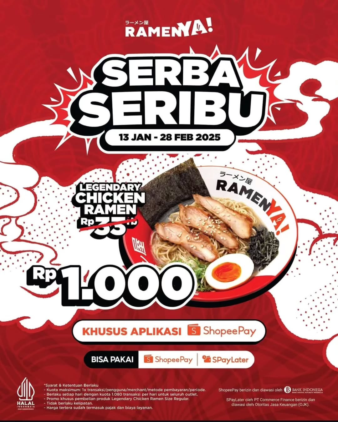 Promo Ramen Ya! Legendary Chicken Ramen Hanya Rp 1000 dengan Shopeepay