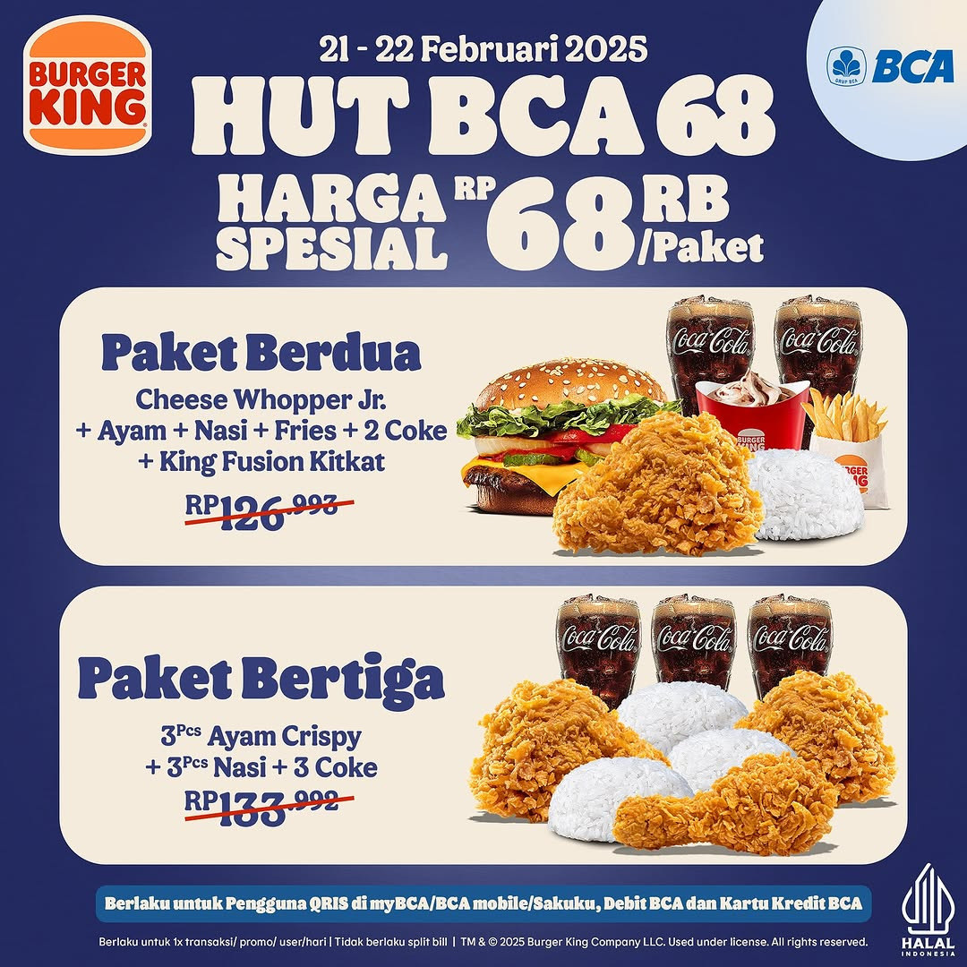 Promo Burger King HUT BCA Harga Special Rp 68.000/Paket - Image 2
