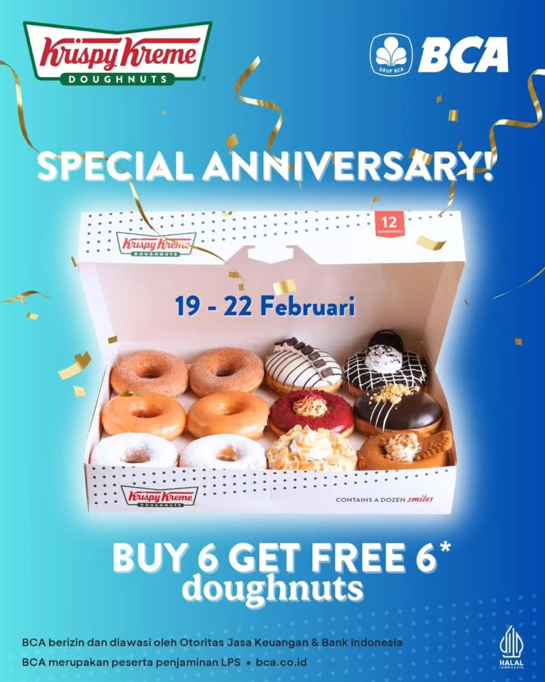 Promo Krispy Kreme HUT BCA 67 Beli 6 GRATIS 6 - Image 2