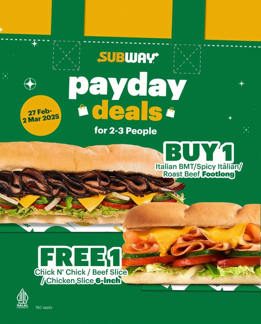 Promo Subway Payday Deals Buy 1 Get 1 FREE - Image 2