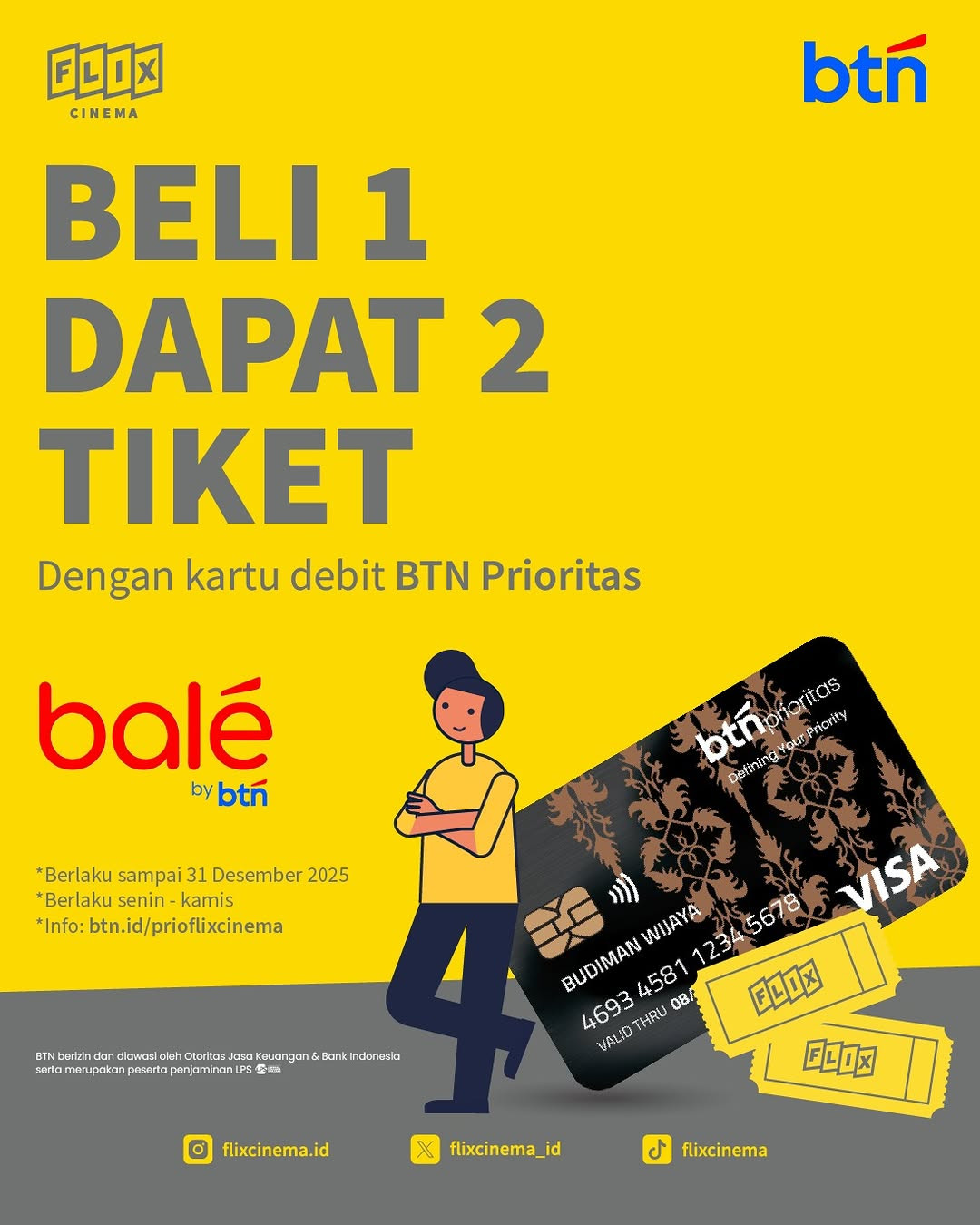 Promo Flix Cinema Beli 1 Dapat 2 dengan Debit BTN Prioritas - Image 2