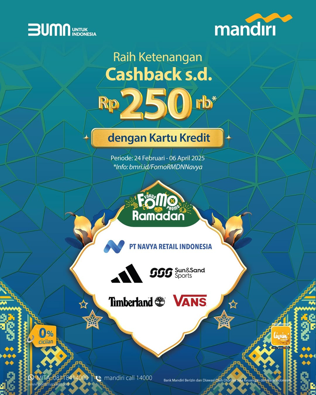 Promo Vans, Adidas, Timberland, etc Cashback s/d Rp 250K dengan Kartu Kredit Mandiri - Image 2