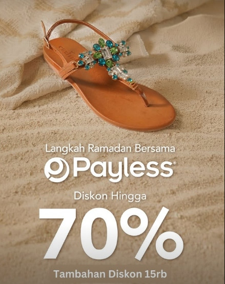 Promo Payless Diskon s/d 70% + Rp 15.000