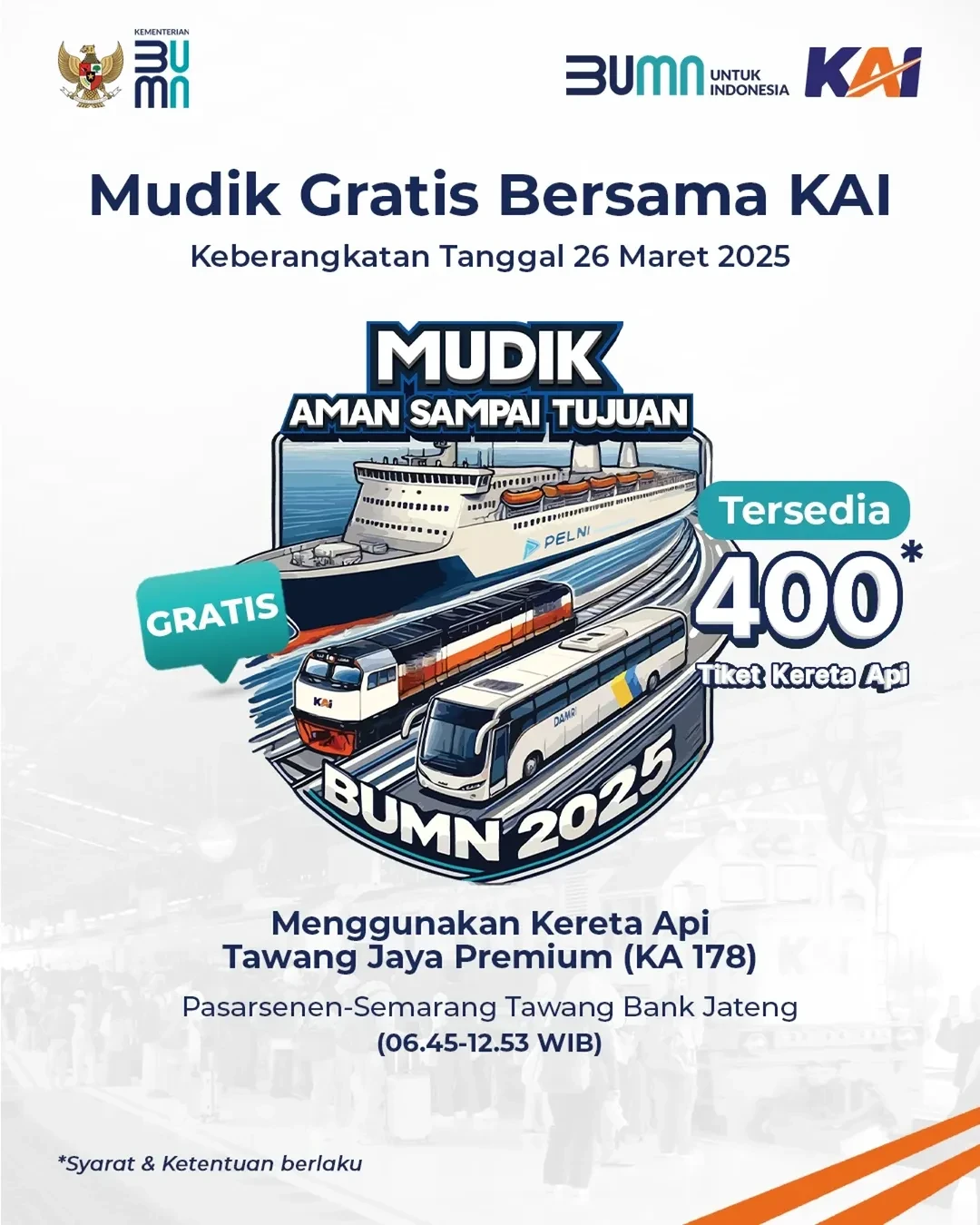 Promo PT KAI Mudik GRATIS dengan Kereta Tawang Mangu Premium