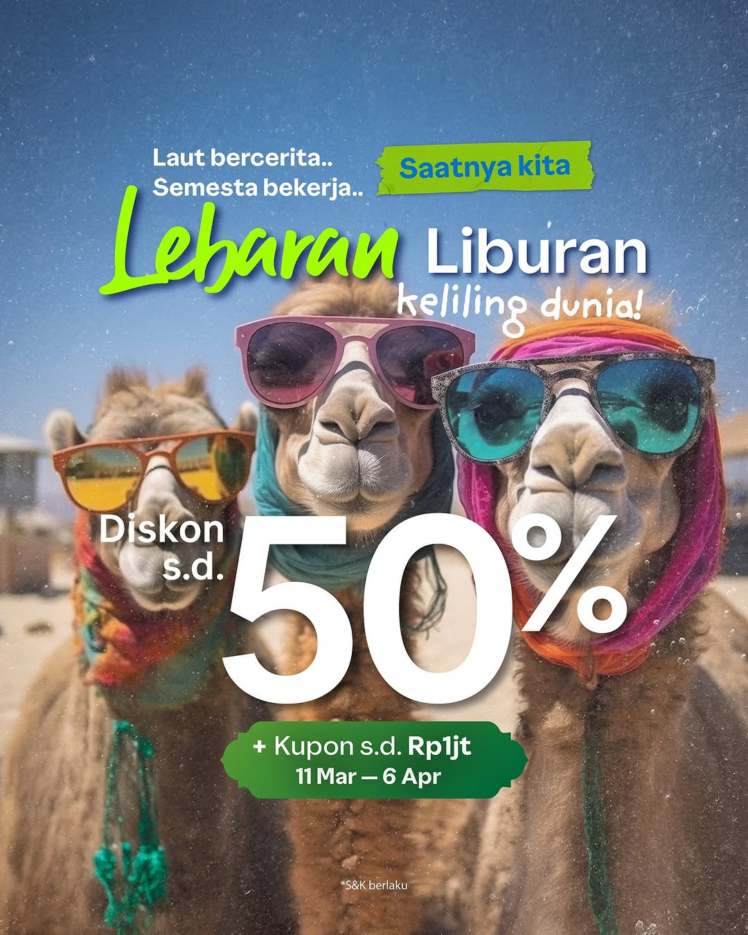 Promo Traveloka Lebaran Liburan Diskon s/d 50%