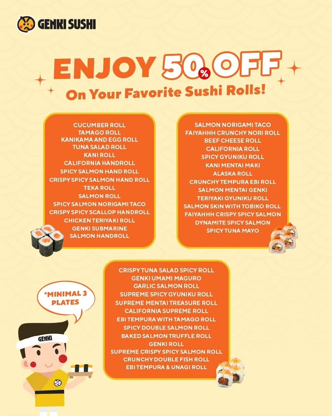 Promo Genki Sushi Sushi Roll Diskon 50% - Image 3