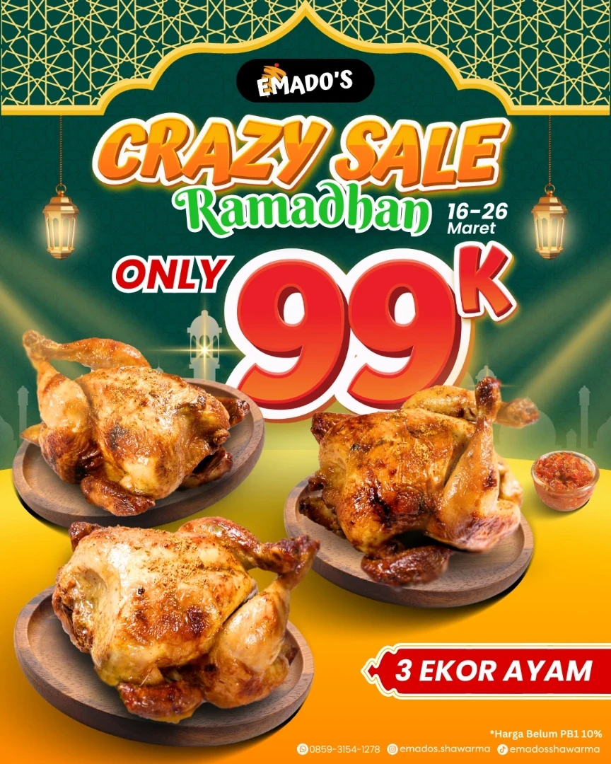 Promo Emados Shawarma Crazy Sale Ramadan Rp 99K Untuk 3 Ayam - Image 2