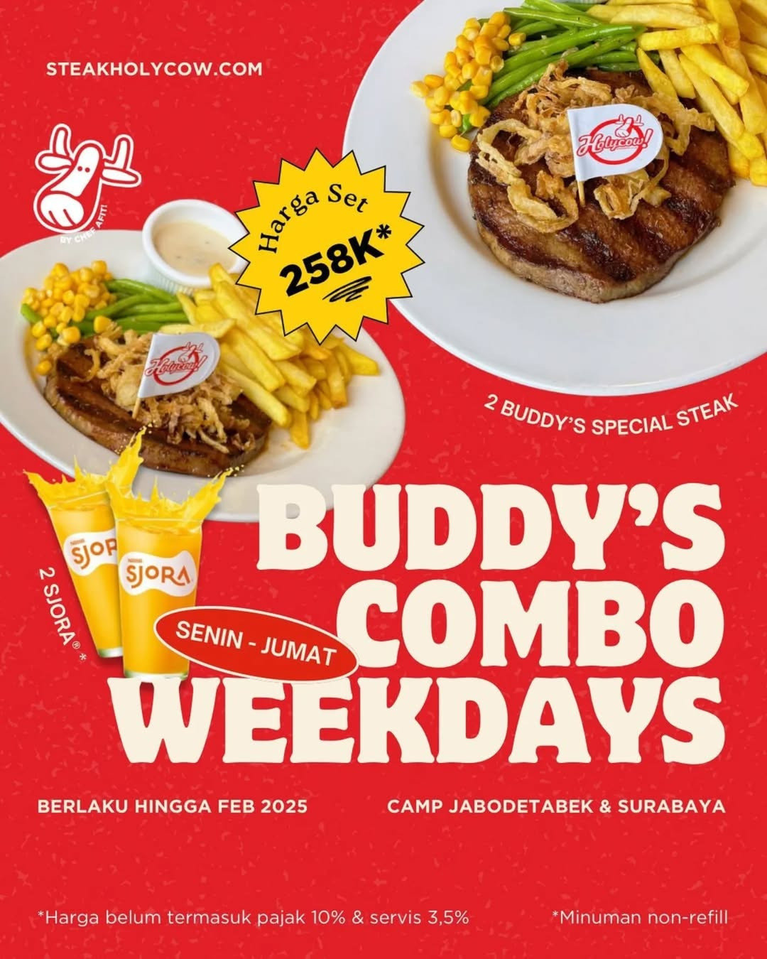 Promo Holycow Buddy's Combo Weekdays Rp 258K Berdua