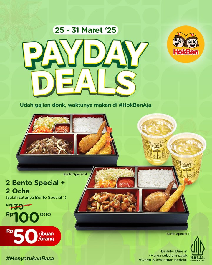Promo Hokben Payday Deals Rp 50 Ribuan/Orang