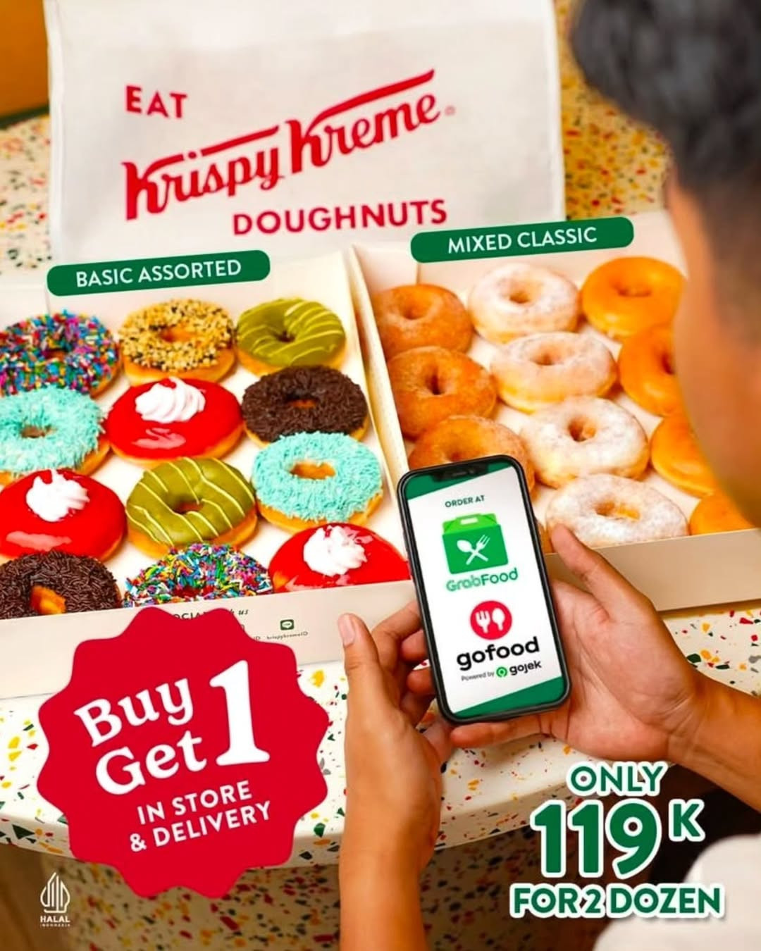 Promo Krispy Kreme Buy 1 Get 1 FREE Hanya Rp 119.000 - Image 2