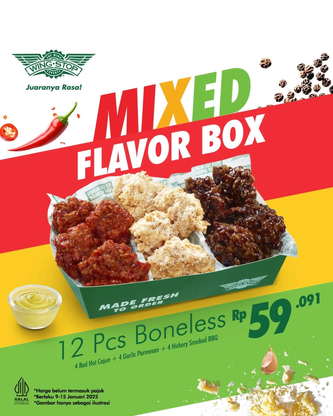 Promo Wingstop Mixed Flavor Box 12 pcs Boneless Rp 59.000 - Image 2