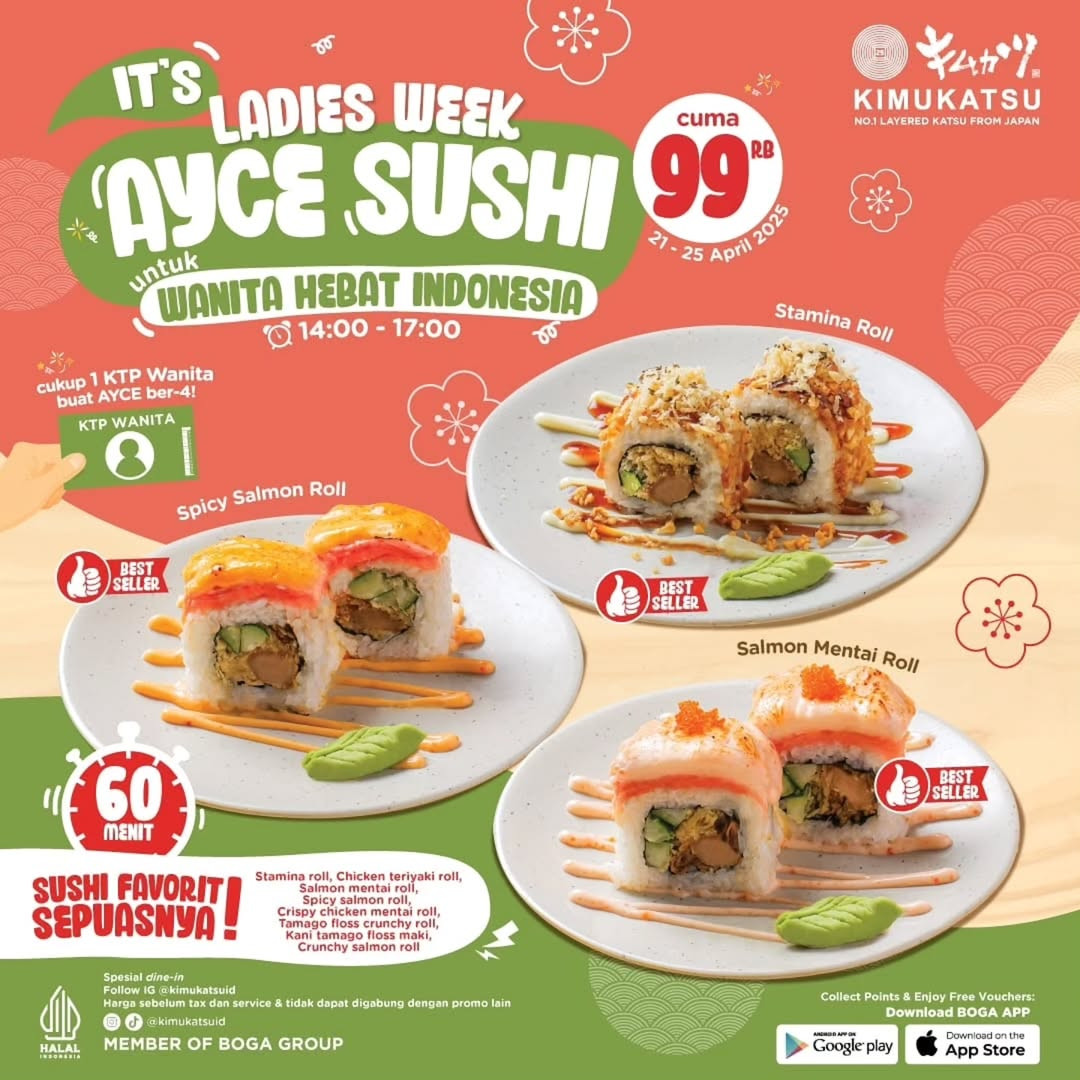 Promo Kimukatsu Ladies Week AYCE Sushi Hanya Rp 99K - Image 2