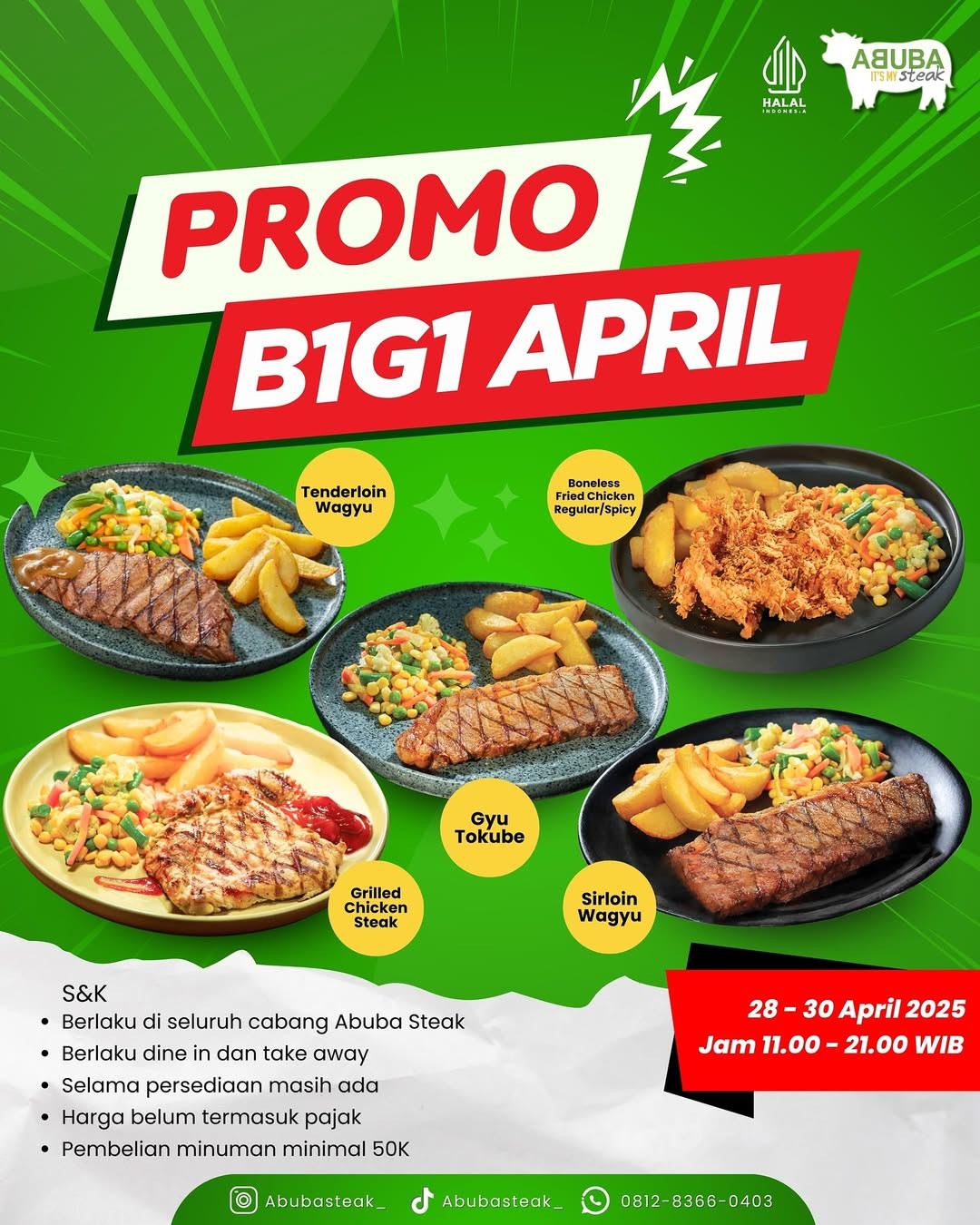 Promo Abuba Steak B1G1 April