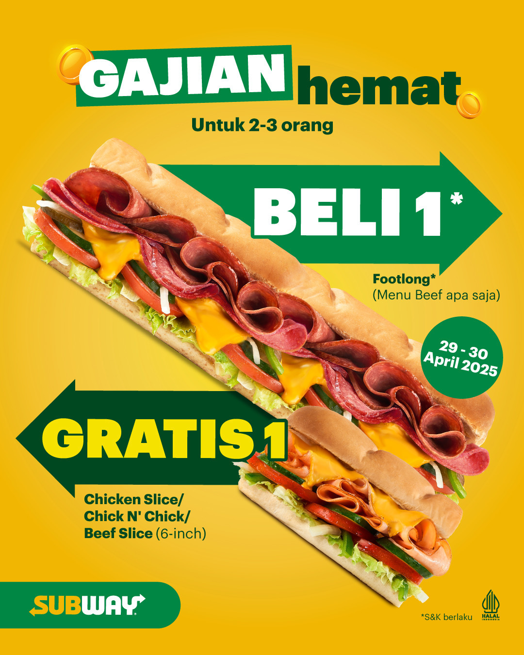 Promo Subway Gajian Hemat Beli 1 GRATIS 1 - Image 2