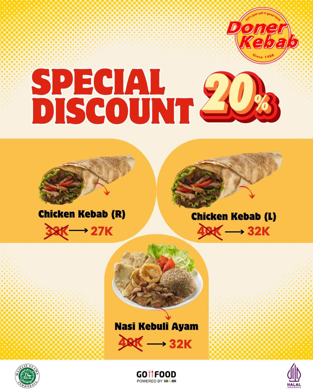 Promo Doner Kebab Diskon 20% dengan Gofood