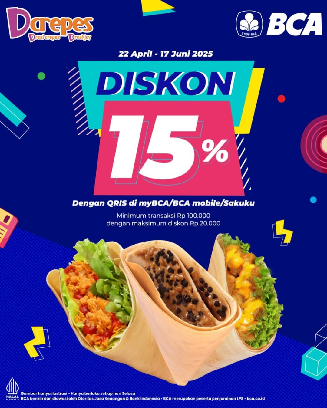 Promo DCrepes Diskon 15% dengan QRIS BCA