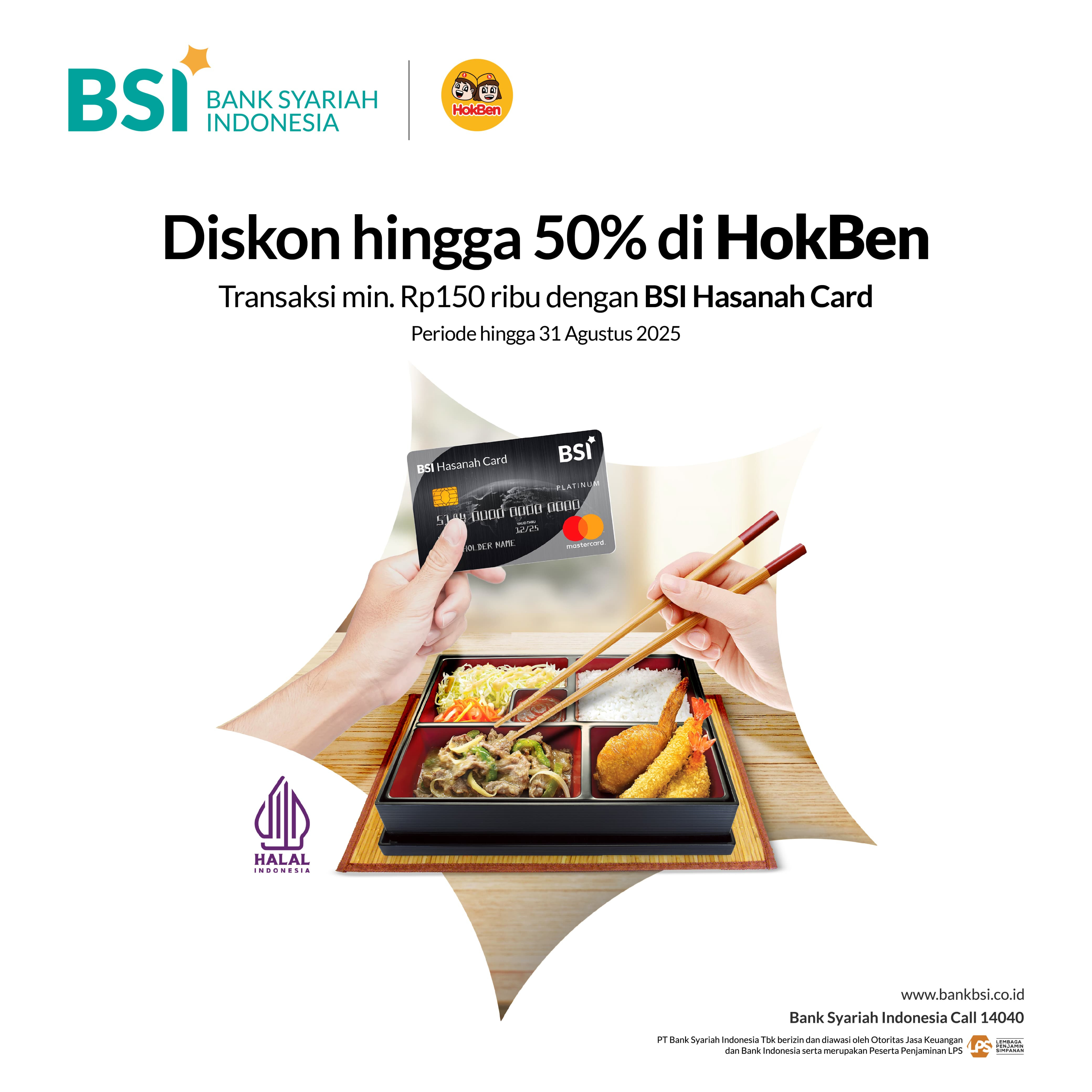 Promo Diskon Hingga 50% di Hokben Dengan BSI Hasanah Card