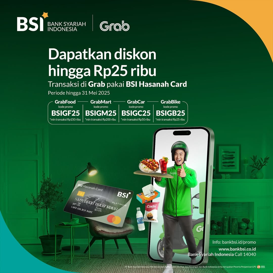 Diskon Grab s/d Rp 25.000 dengan BSI Hasanah Card - Image 2