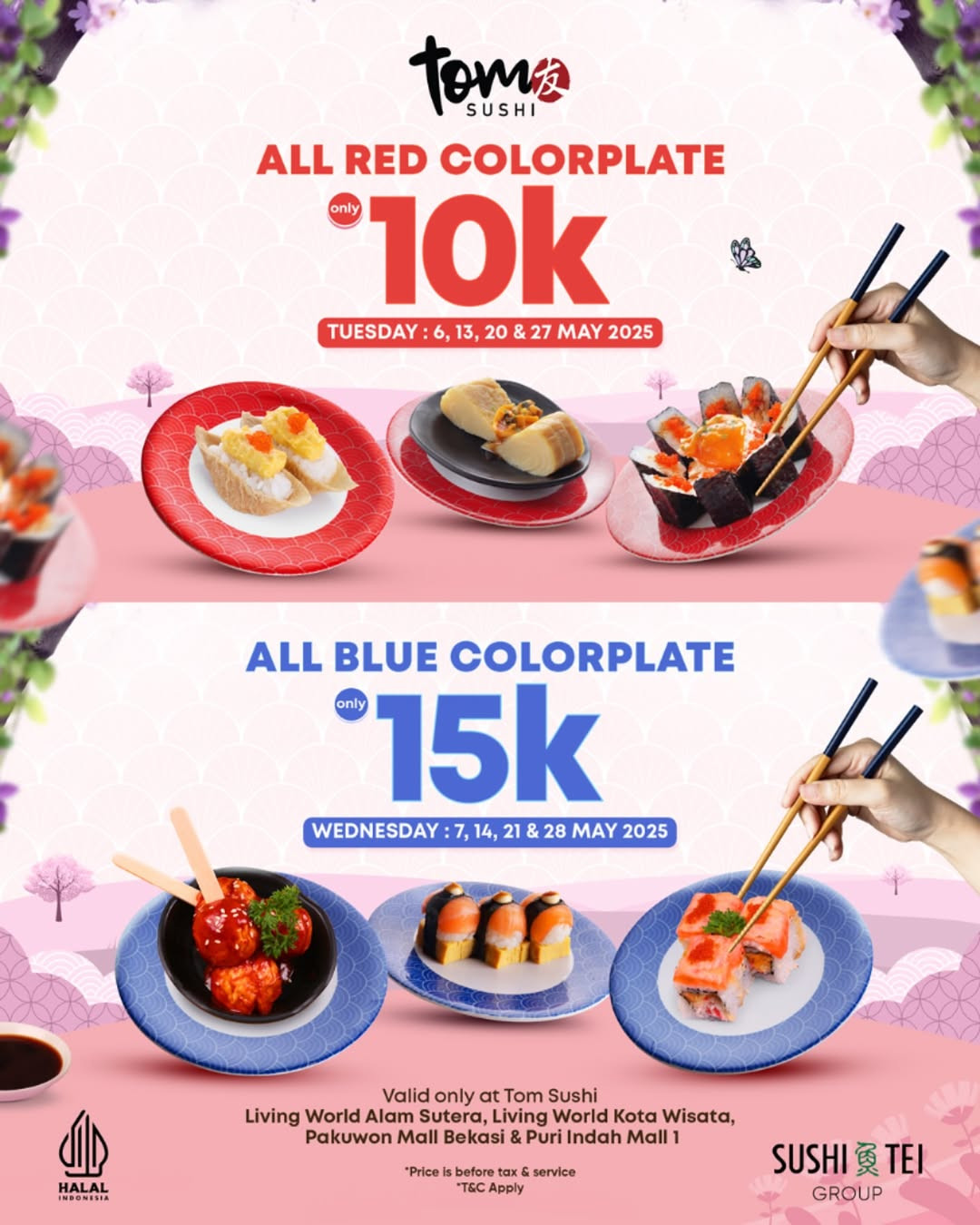 Promo Tom Sushi Red dan Blue Colorplate Hanya Rp 10K dab Rp 15K