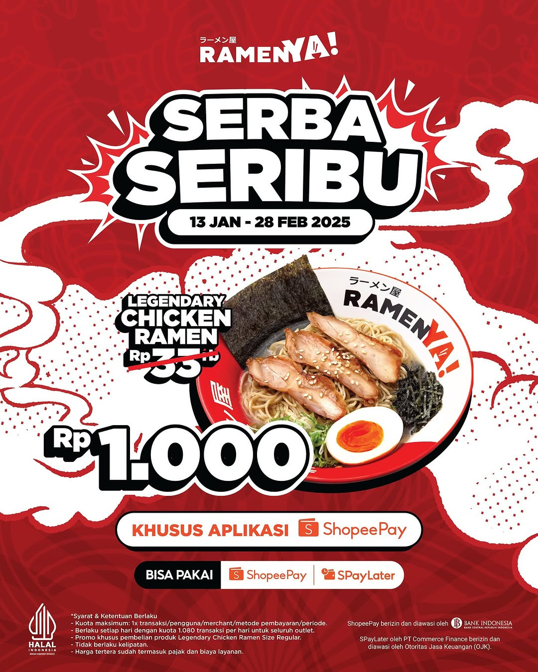 Promo Ramen Ya! Serba Seribu Dengan Pembayaran ShopeePay dan ShopeePaylater