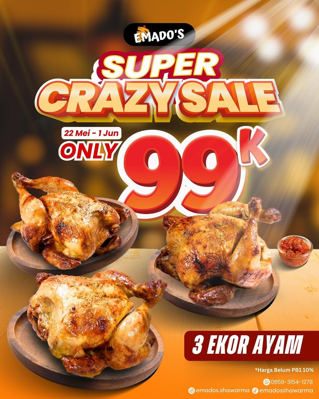 Promo Emados Shawarma Super Crazy Sale 3 Ayam Rp 99.000 22 Mei - 1 Juni 2025 - Image 2