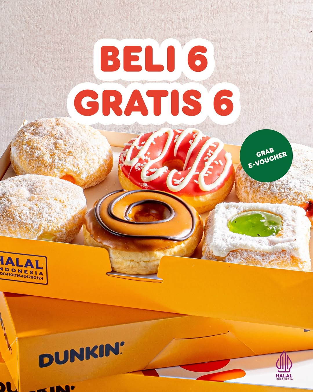 Promo Dunkin Beli 6 GRATIS 6 dengan Grab E-Voucher s/d 31 Mei 2025 - Image 2