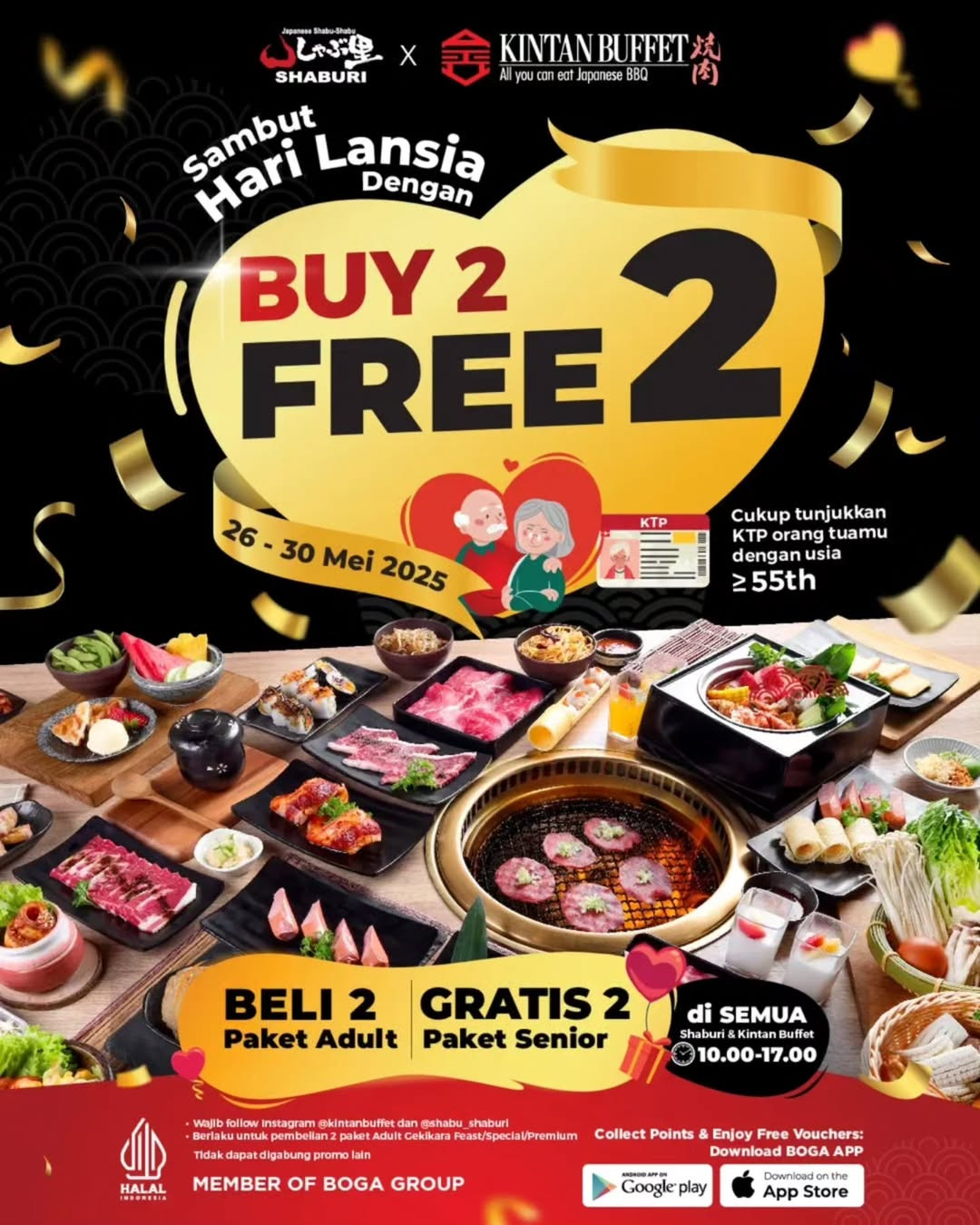 Promo Kintan Buffet & Shaburi AYCE Hari Lansia Beli 2 GRATIS 2