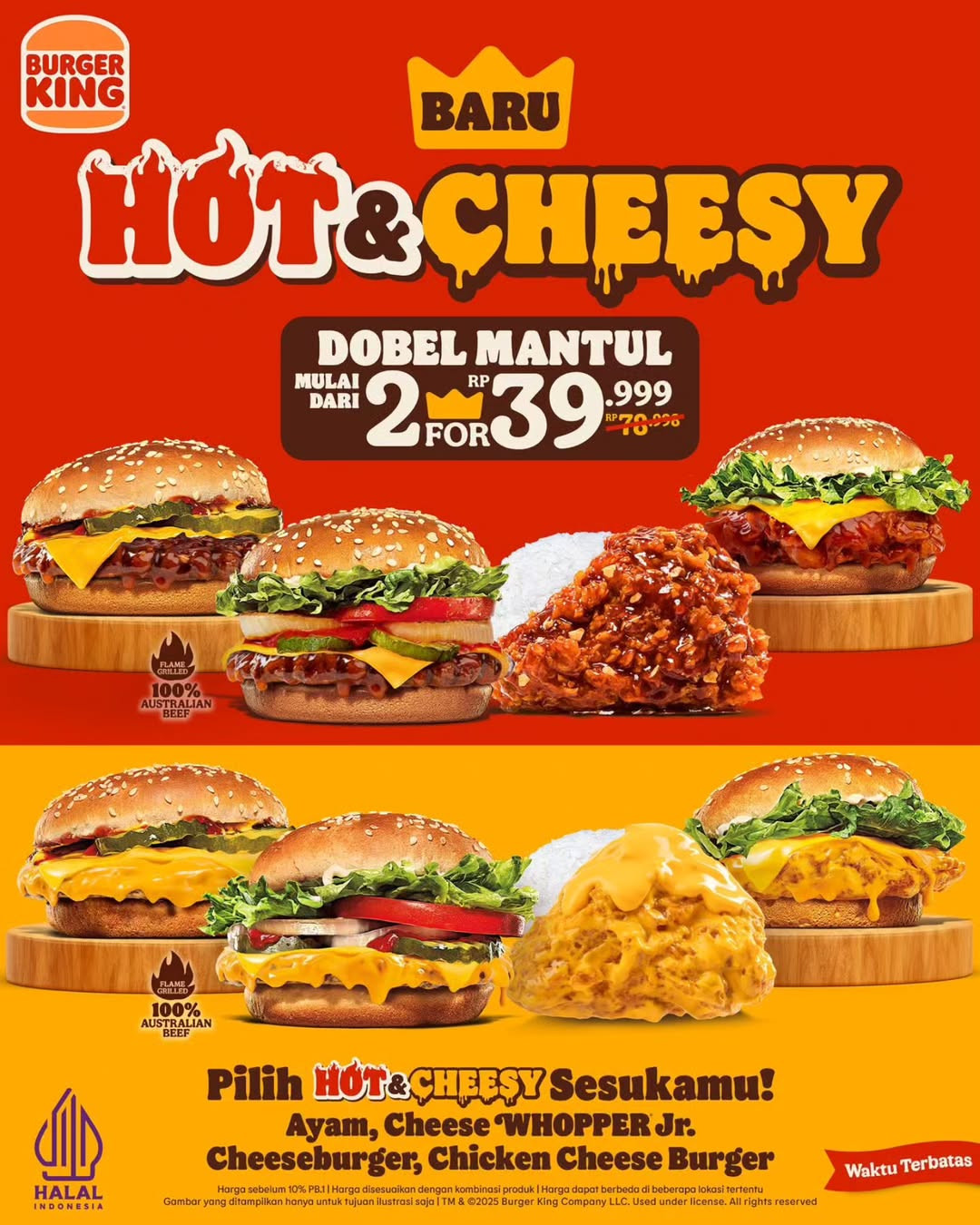 Promo Burger King Hot & Cheesy Mulai Dari 2 for Rp 39 Ribuan