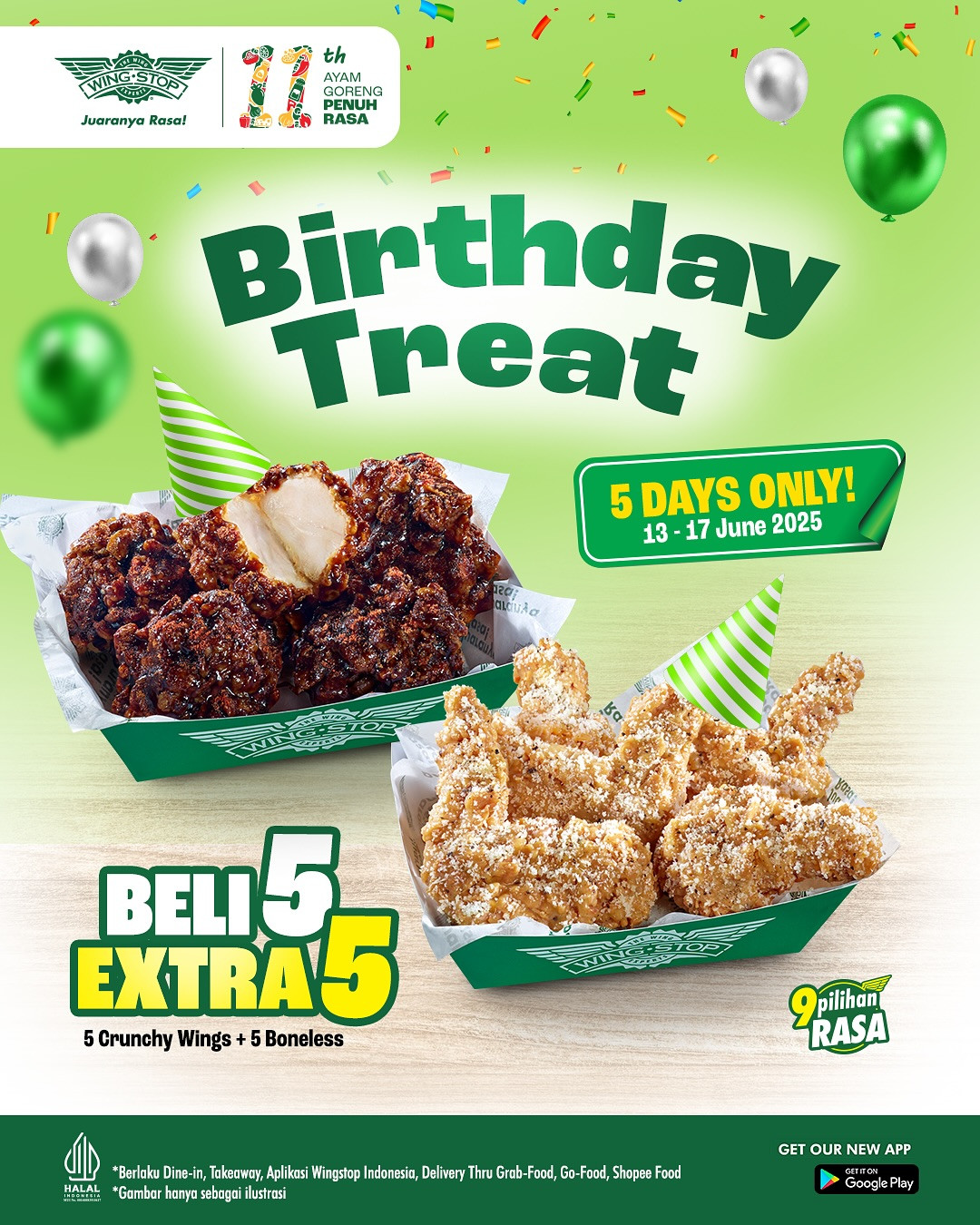 Promo Wingstop Birthday Treat Beli 5 Extra 5