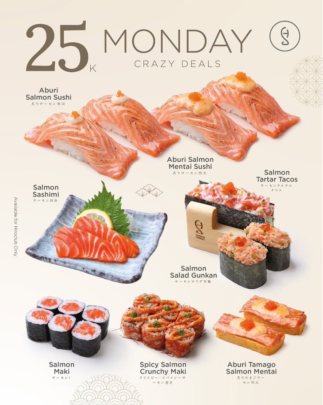 Promo Sushi Hiro Monday, Tuesday, Wednesday Crazy Deals