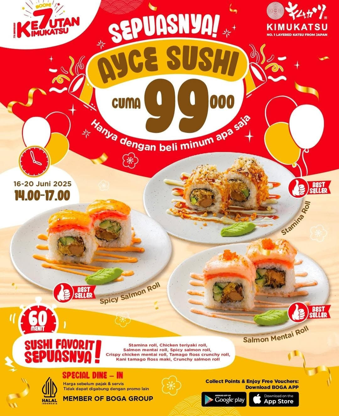 Promo Kimukatsu AYCE Sushi Hanya Rp 99K Hanya dengan Beli Minuman - Image 2