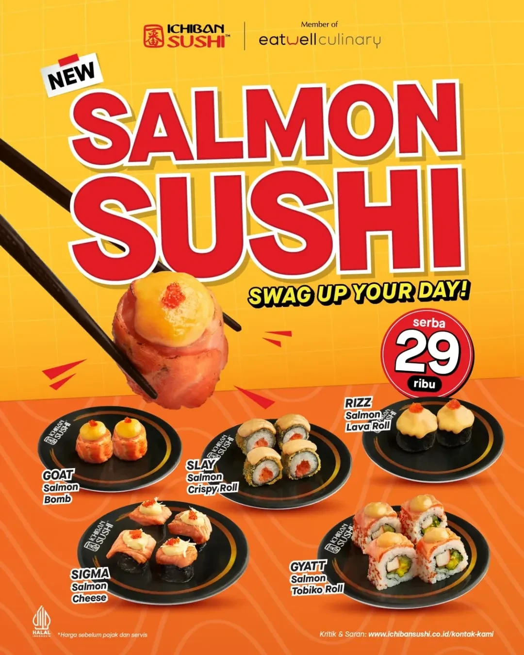 Promo Ichiban Sushi Salmon Sushi Serba Rp 29.000