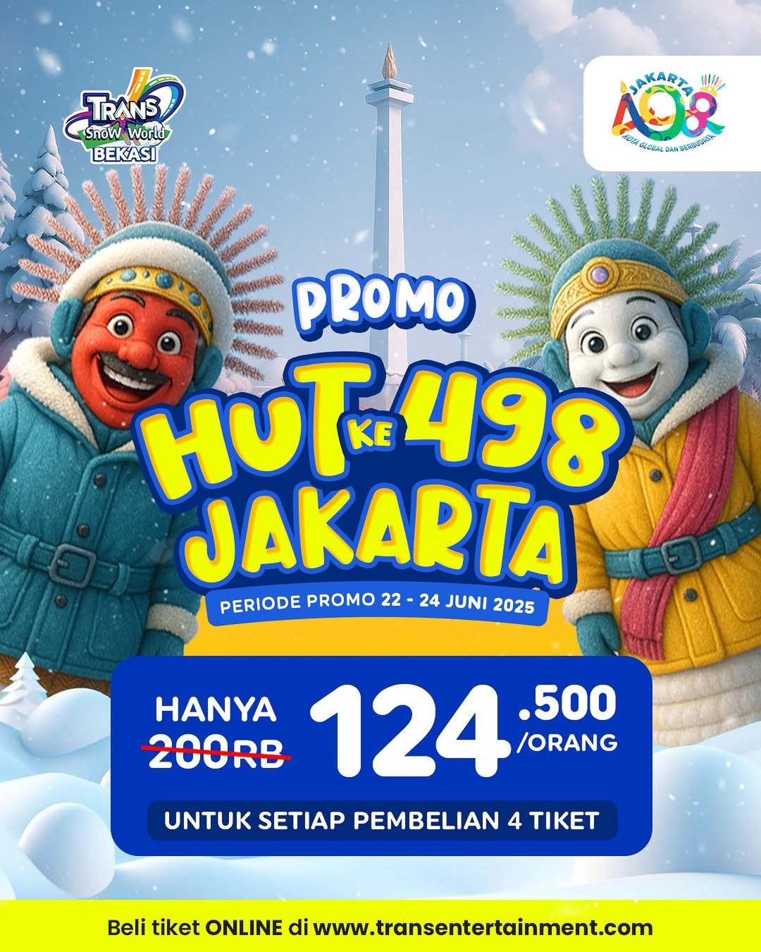 Promo Trans Snow Bekasi HUT Jakarta Hanya Rp 124.500/Orang