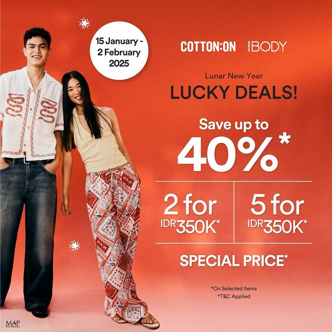 Promo Cotton On Lunar New Year Lucky Deals Diskon s/d 40% + Special Price