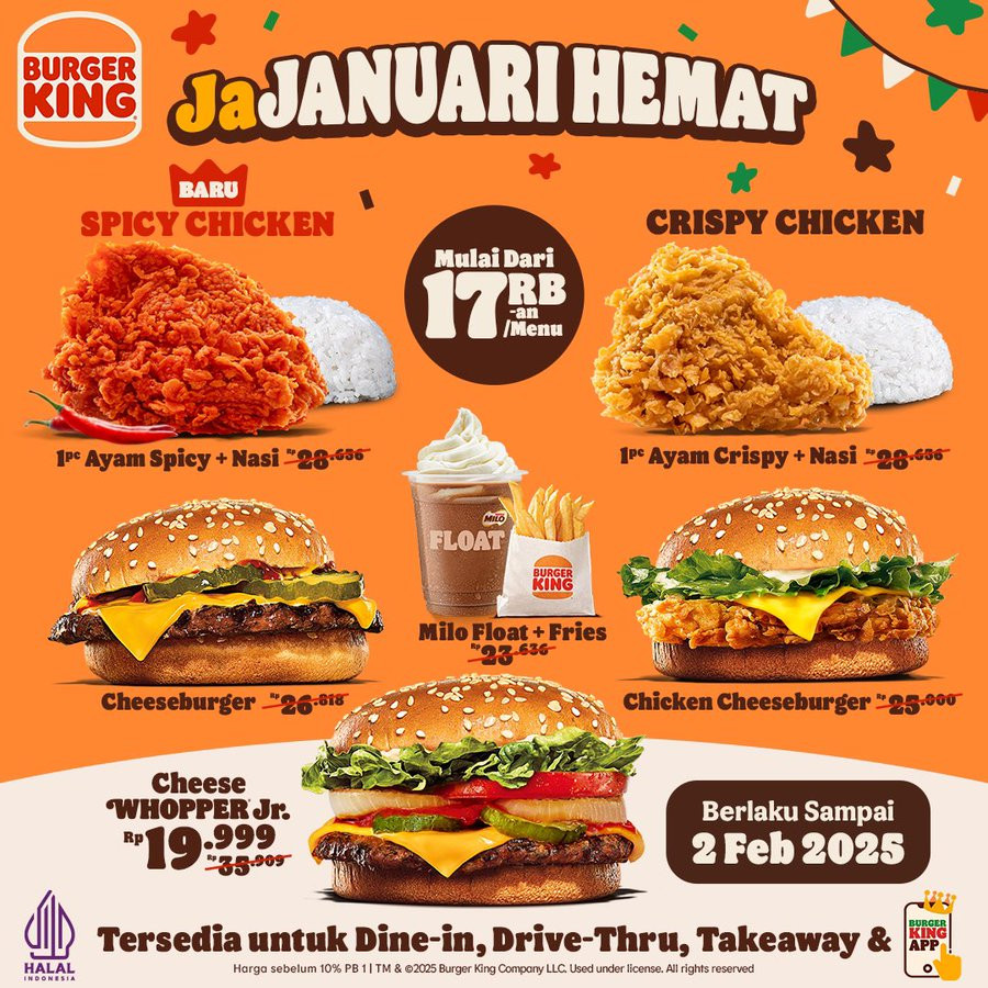 Promo Burger King JaJanuari Hemat Mulai Dari Rp 17 Ribuan