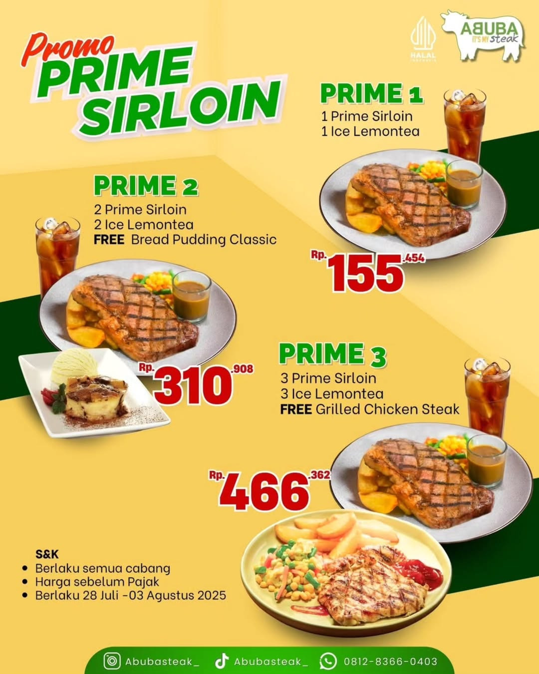 Promo Abuba Steak Prime Sirloin Mulai Dari Rp 155K