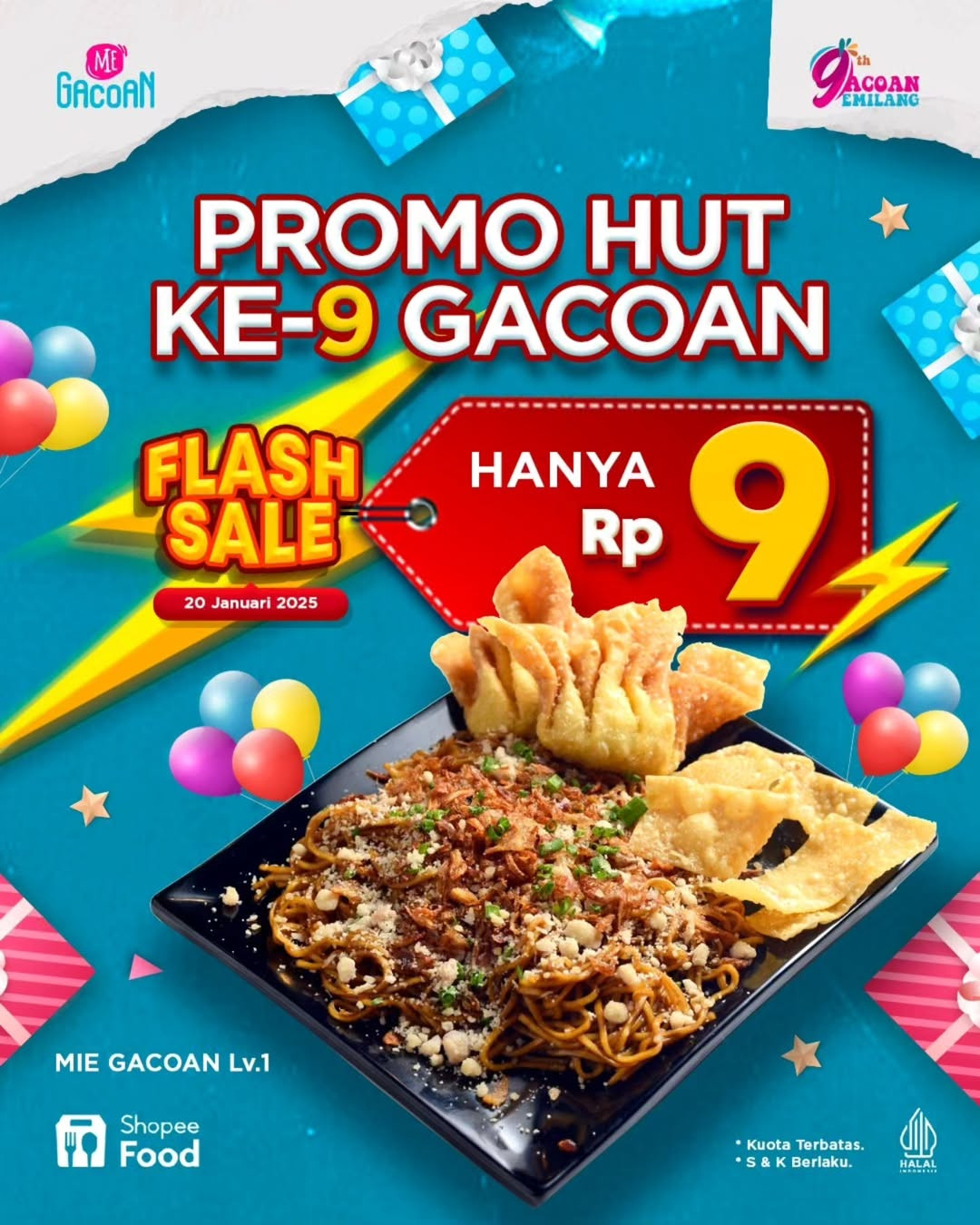 Promo Mie Gacoan Flash Sale Hanya Rp 9 di Shopeefood - Image 2