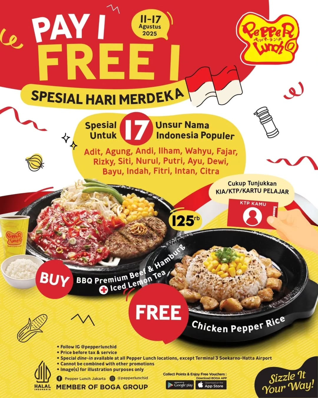 Promo Pepper Lunch Pay 1 FREE 1 Spesial Hari Merdeka - Image 2
