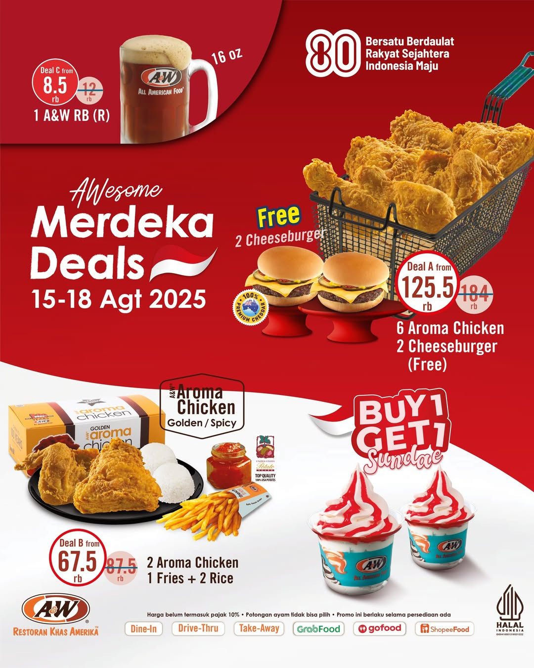 Promo A&W Merdeka Deals 15 - 17 Agustus 2025