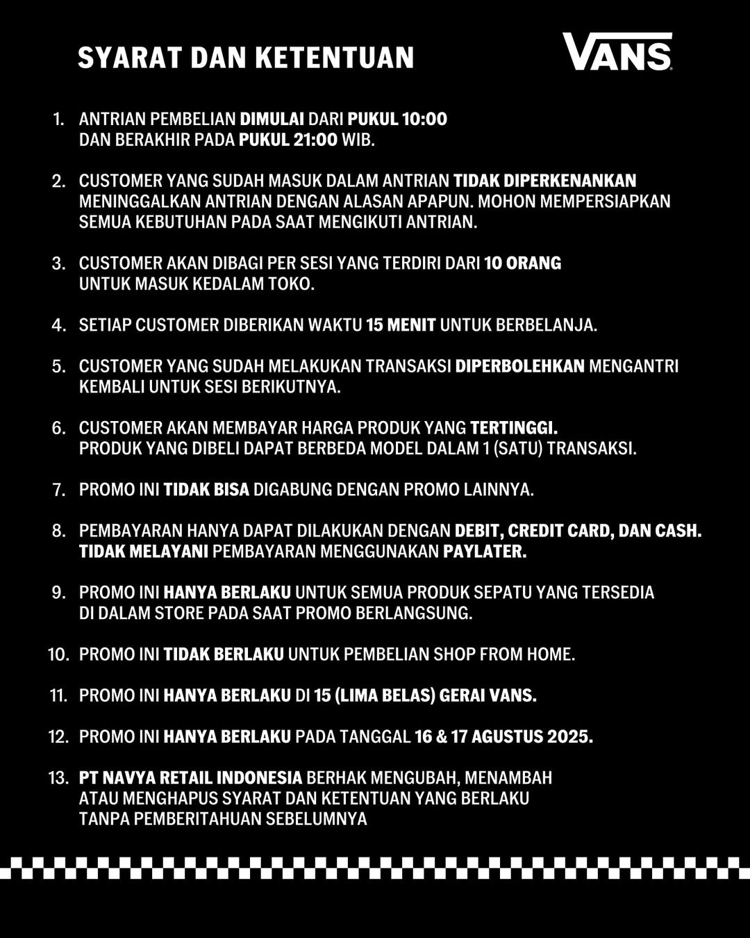 Promo Vans Buy 1 Get 1 FREE 16 - 17 Agustus 2025 - Image 4