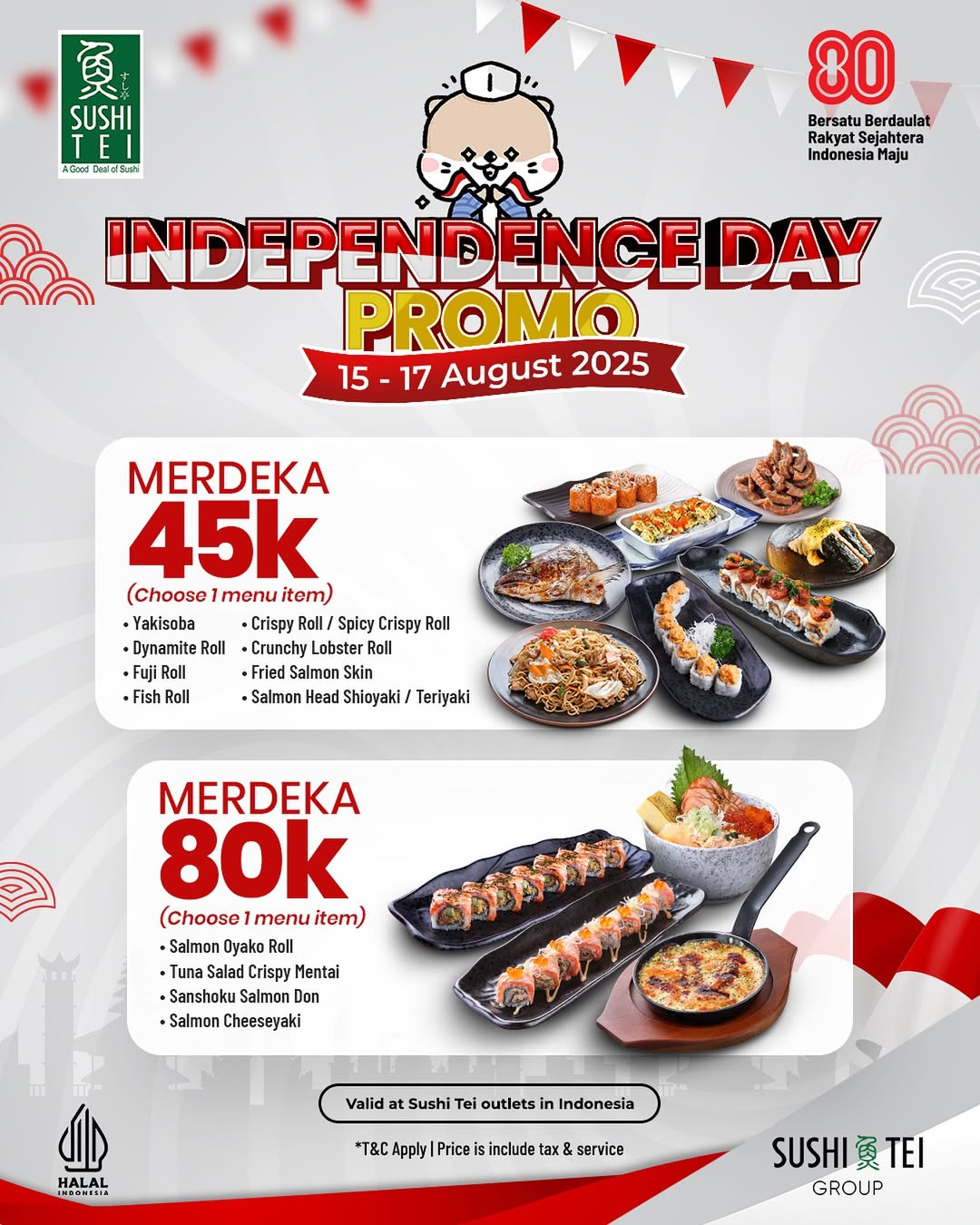 Promo Sushi Tei Independence Day Mulai Dari Rp 45K