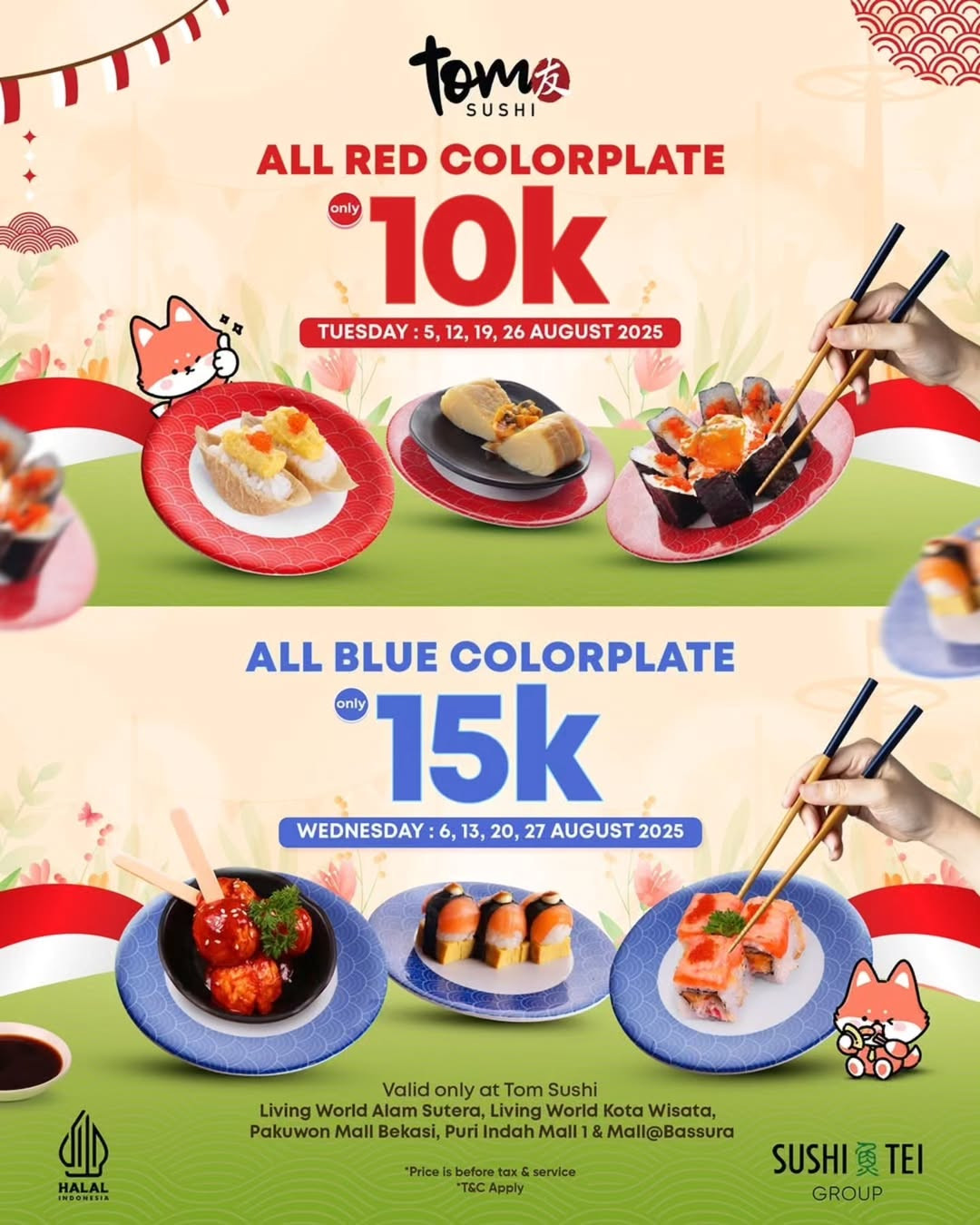 Promo Tom Sushi Independence Day Mulai Dari Rp 45K