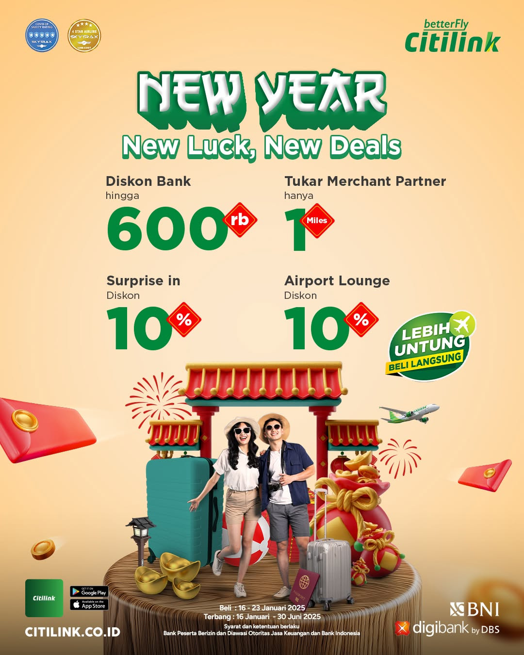 Promo Citilink Rute New Luck, New Year Diskon Bank s'd Rp 600.000