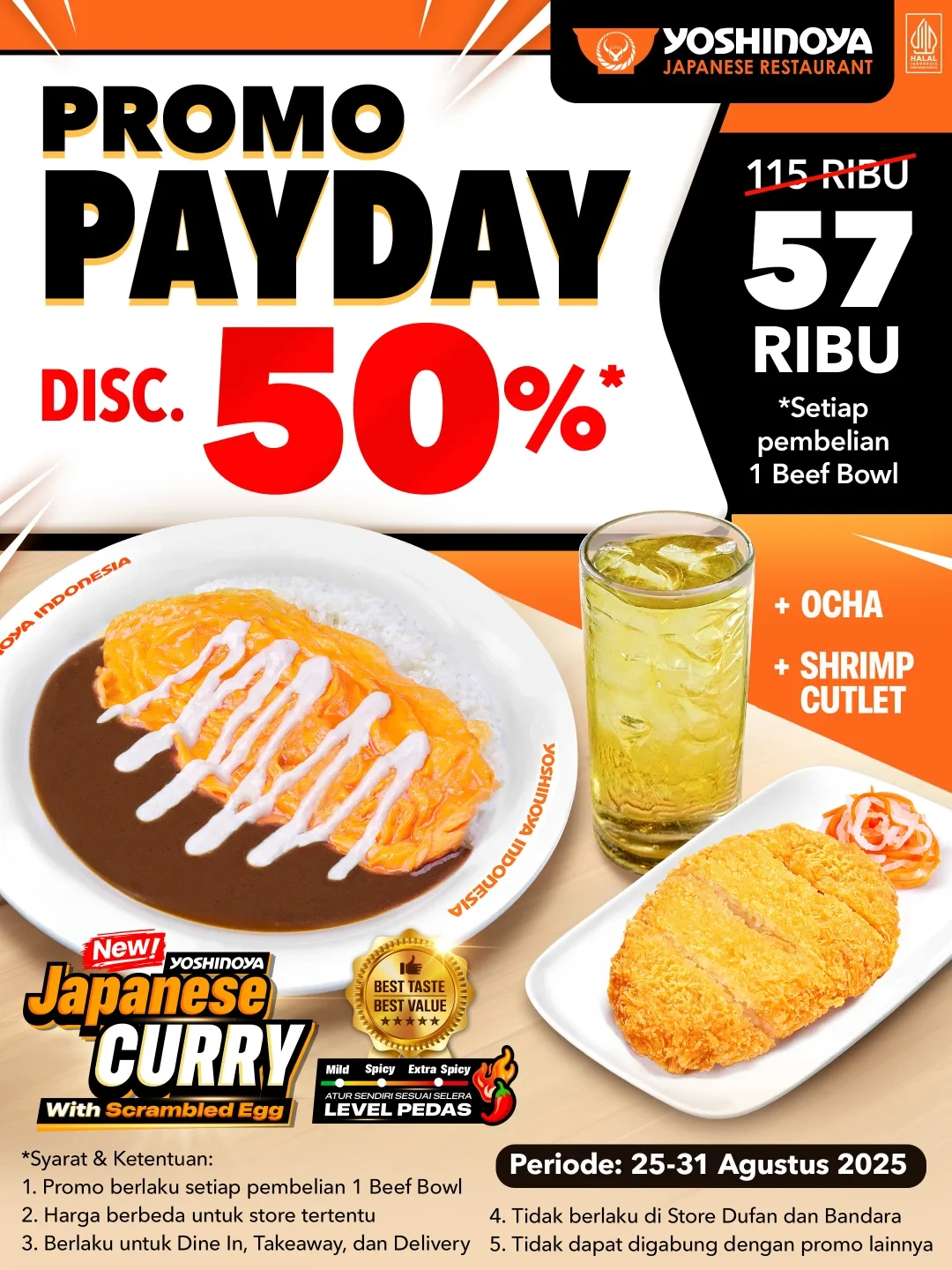 Promo Yoshinoya Payday Diskon 50%