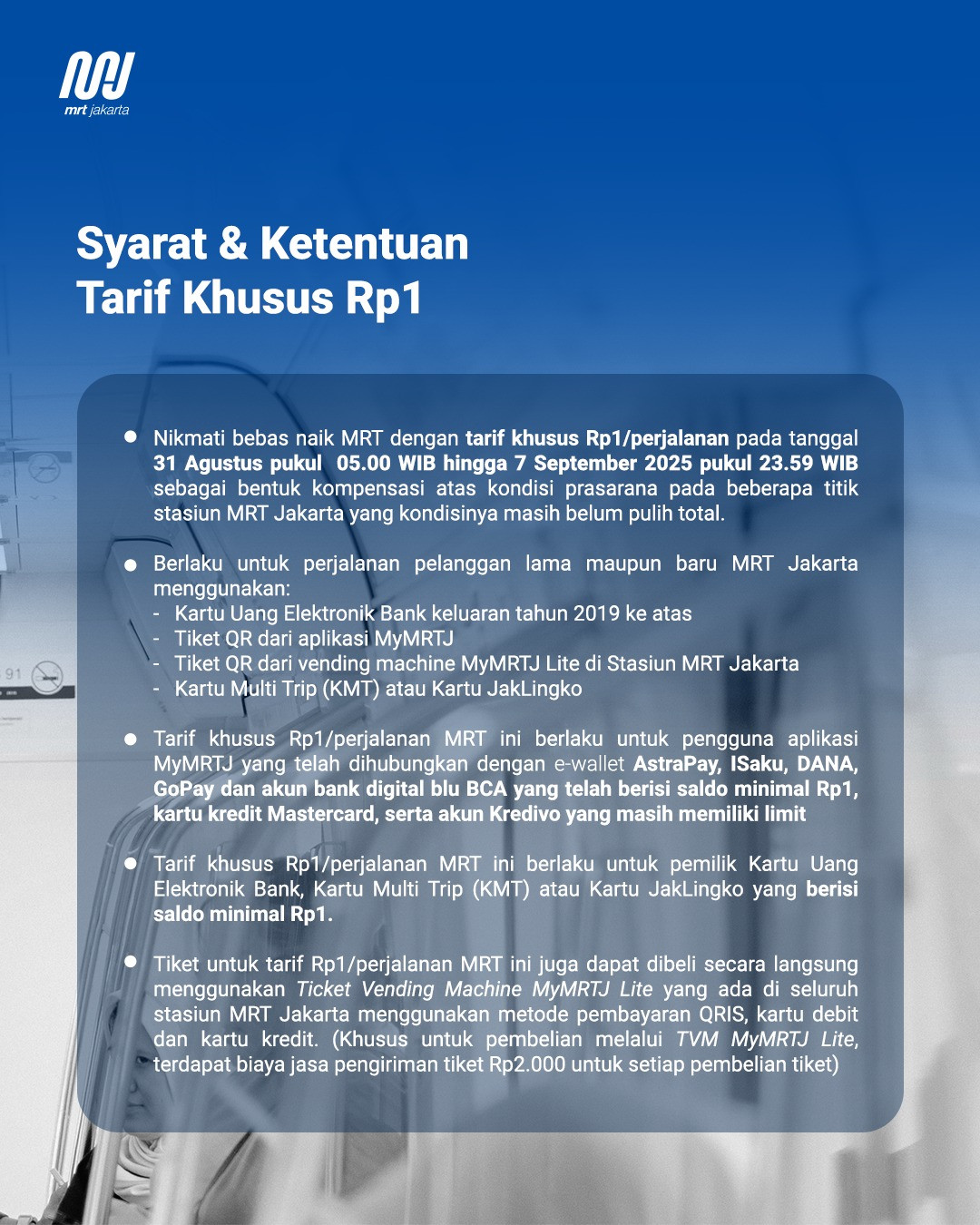 MRT Tarif Rp 1 Per 31 Agustus - 7 September 2025 - Image 3